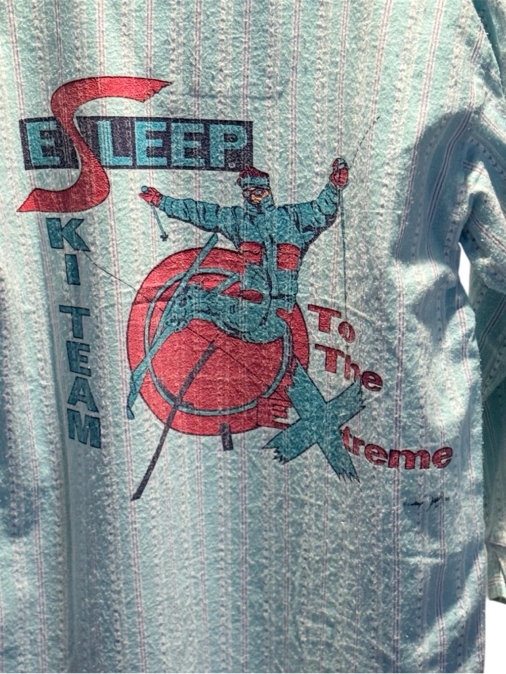 Light Blue Graphic Henley Shirt - Picture 3 of 7